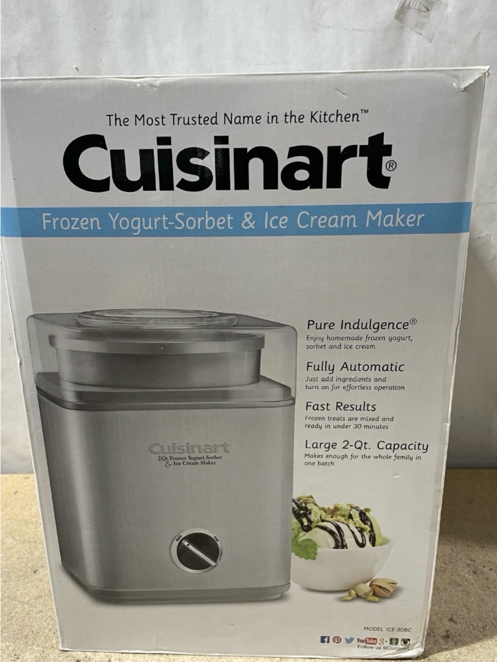 Cuisinart Silver Frozen Yogurt Sorbet & Ice Cream Maker - Brand New in Box